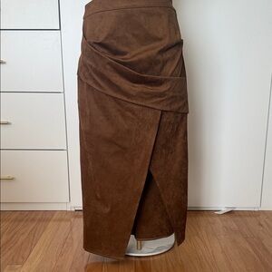 Commense suede Brown Pencil Skirt